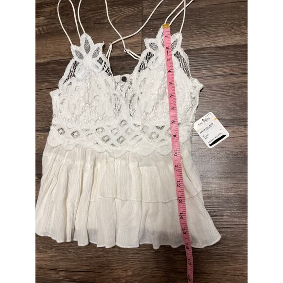 NWT Free People Adella Lace Cami Ivory Boho Peplum Crochet Tank Small Coquette - Picture 8 of 15